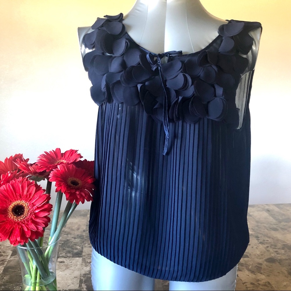 Leifnotes Ruffled Accordion Pleat Sleeveless Top